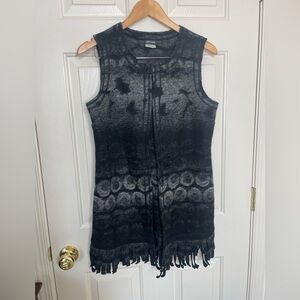 Gerry Weber Edition Gray Ombre Wool Blend Fringe Vest Jacket Boho Chic Layering